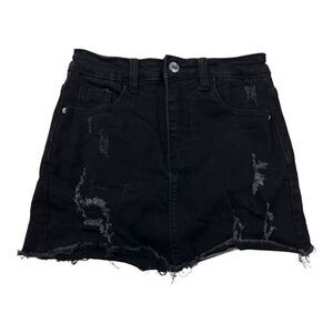 Denim Black Women’s Mini Skort Small Jean Distressed Goth Rock skirt